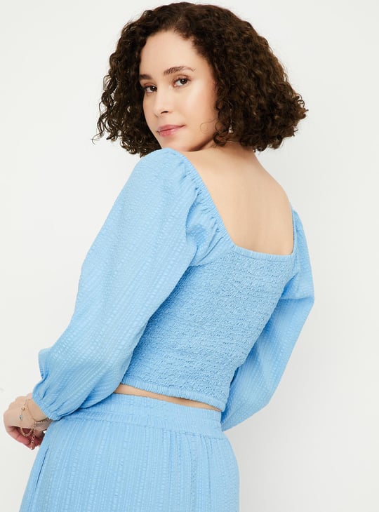 Women Embroidered Peasant Crop Top