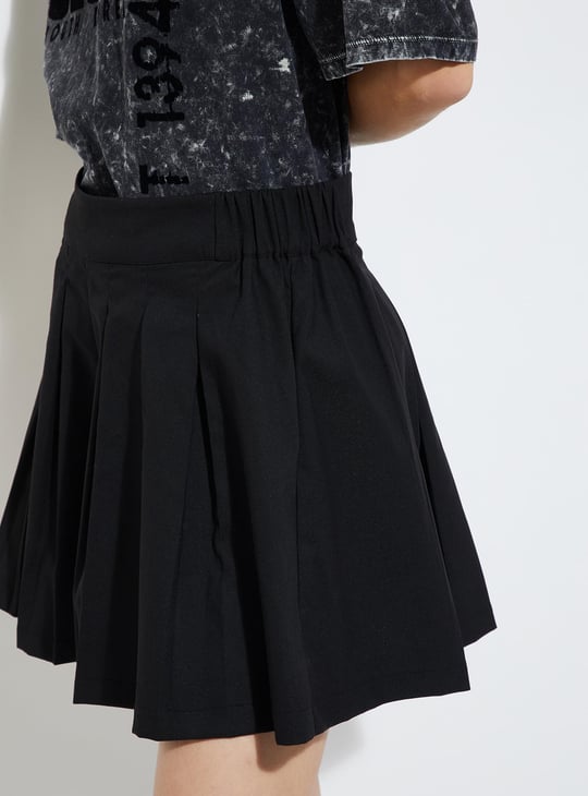 URB_N Women Solid Pleated Mini Skirt