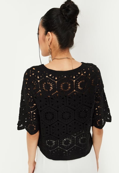 トップス CLANE CROCHET SHORT KNIT TOPS CLANE CROCHET SHORT KNIT TOPS