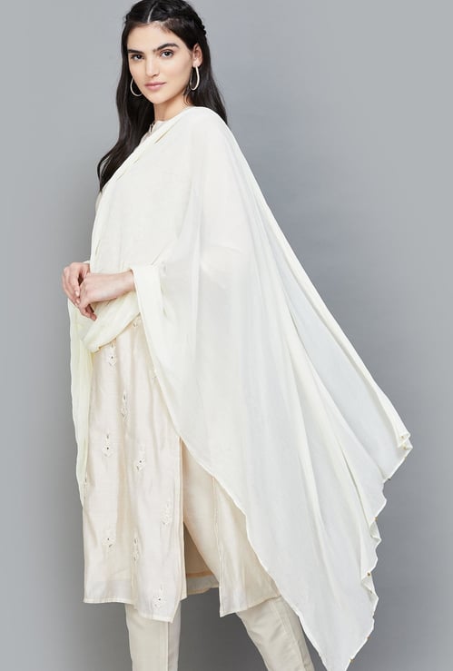 MELANGE Solid Dupatta with Embellished Border