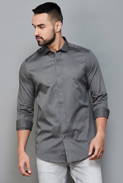 JACK & JONES Men Solid Slim Fit Casual Shirt