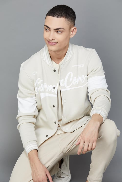 FAME FOREVER Men Printed Varsity Jacket