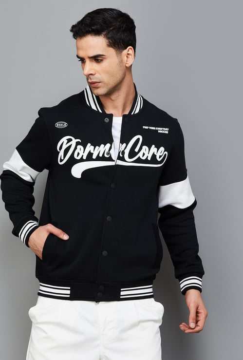 FAME FOREVER Men Printed Varsity Jacket