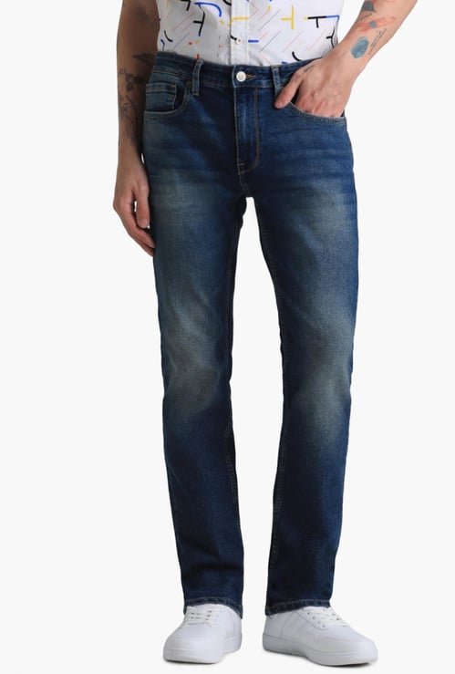 JACK & JONES Men Washed Regular Straight Jeans