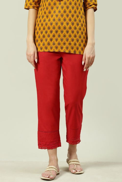 BIBA Women Solid Straight Pant
