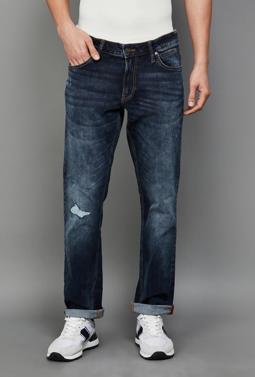 JACK & JONES Men Stonewashed Regular Straight Jeans