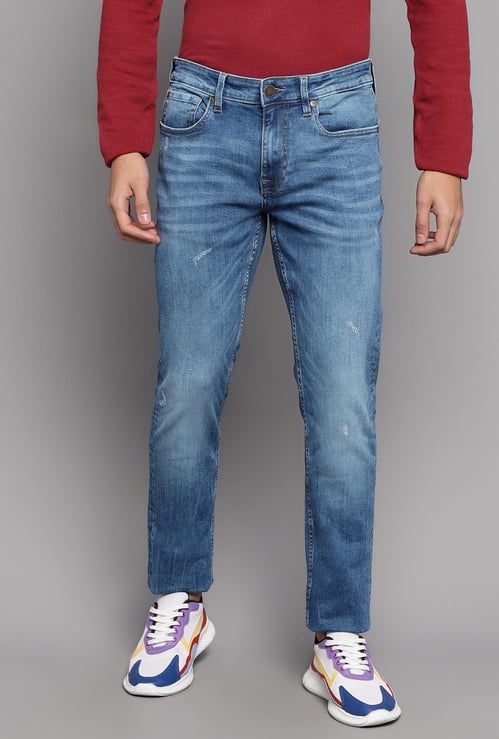 JACK & JONES Men Washed Slim Straight Fit Jeans