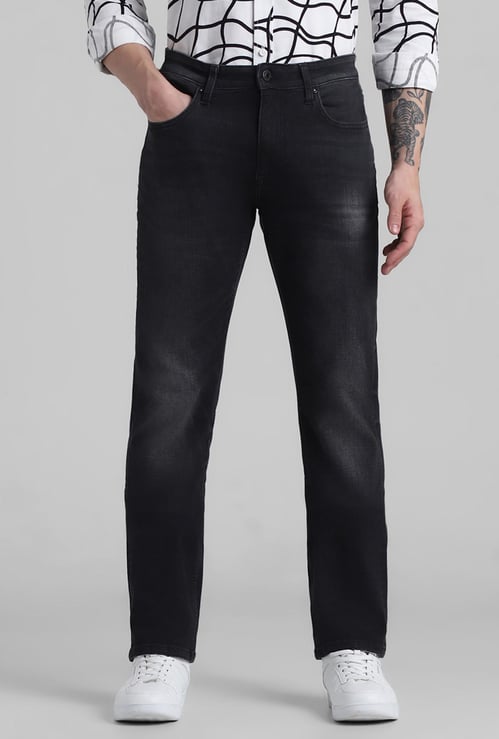 JACK & JONES Men Dark-Washed Regular Straight Jeans