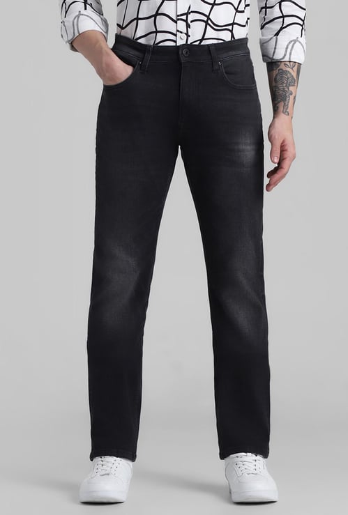 JACK & JONES Men Dark-Washed Regular Straight Jeans