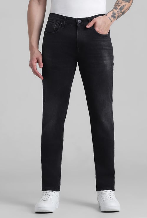 JACK & JONES Men Stonewashed Slim Straight Fit Jeans