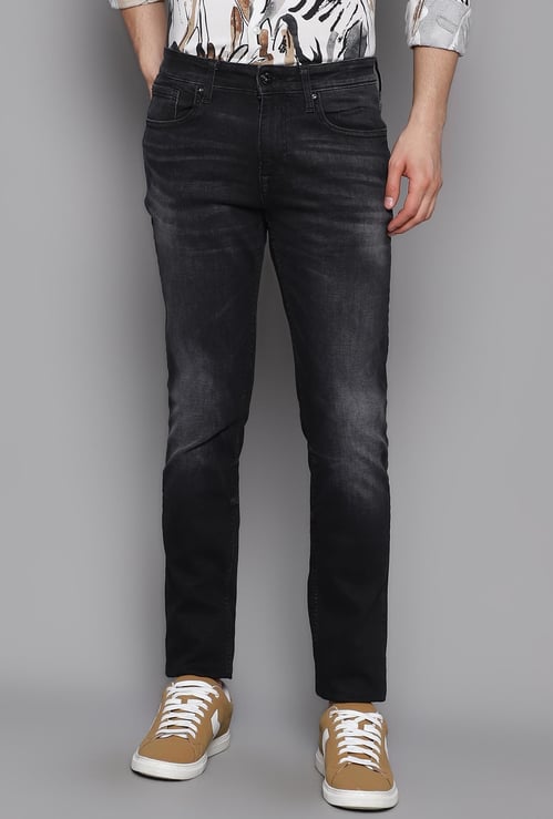 JACK & JONES Men Stonewashed Slim Straight Fit Jeans