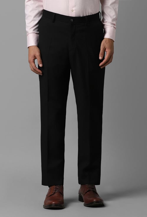 LOUIS PHILIPPE Men Solid Slim Straight Formal Trousers