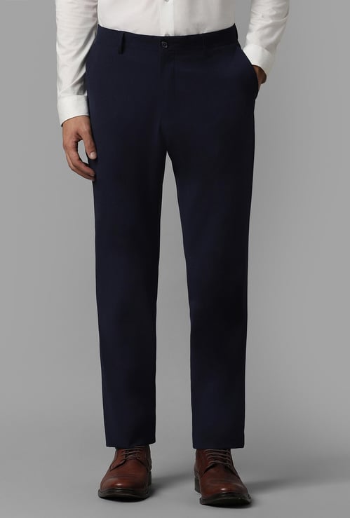 LOUIS PHILIPPE Men Solid Slim Straight Formal Trousers