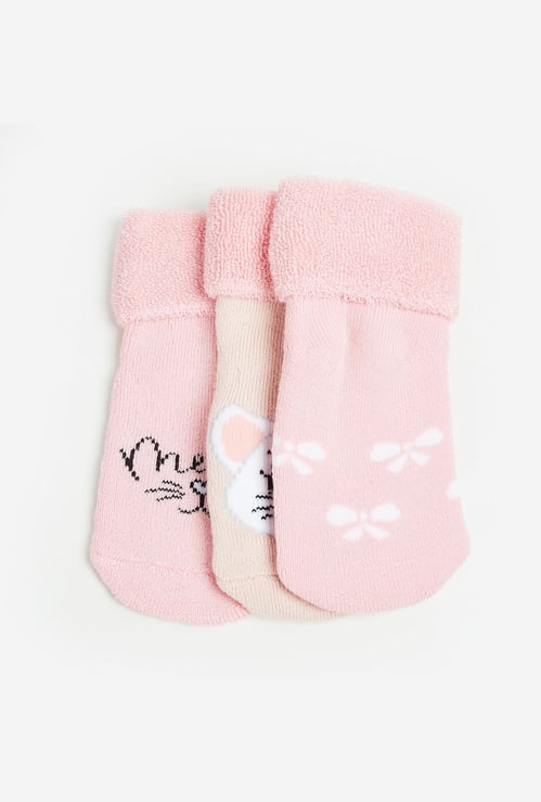 FAME FOREVER Girls Printed Ankle Length Socks- Pack of 3
