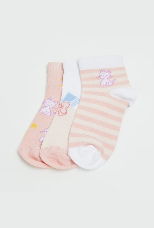 FAME FOREVER Girls Printed Ankle-Length Socks - Pack of 3