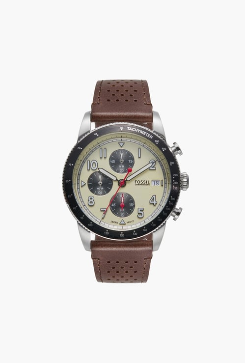 FOSSIL Sport Tourer Men Chronograph Watch with Leather Strap - FS6042I