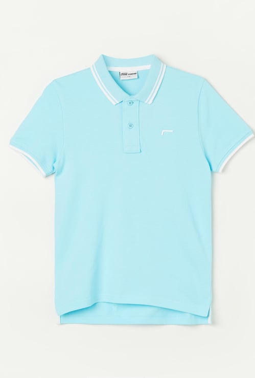 FAME FOREVER Boys Contrast Trim Polo T-shirt