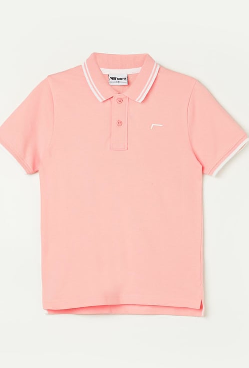 FAME FOREVER Boys Contrast Trim Polo T-shirt