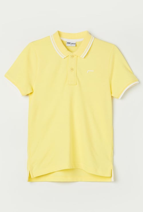 FAME FOREVER Boys Contrast Trim Polo T-shirt
