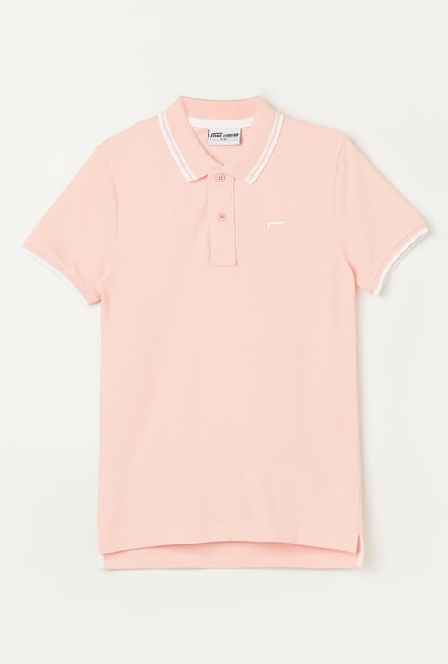 FAME FOREVER Boys Contrast Trim Polo T-shirt