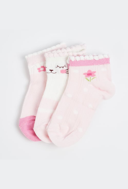 FAME FOREVER Girls Printed Ankle Length Socks - Pack of 3