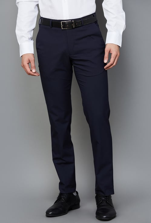 PARK AVENUE Men Solid Super Slim Formal Trousers