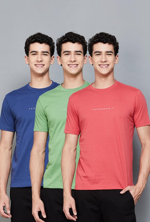 FAHRENHEIT Assorted Slim Fit T-shirt - Pack of 3