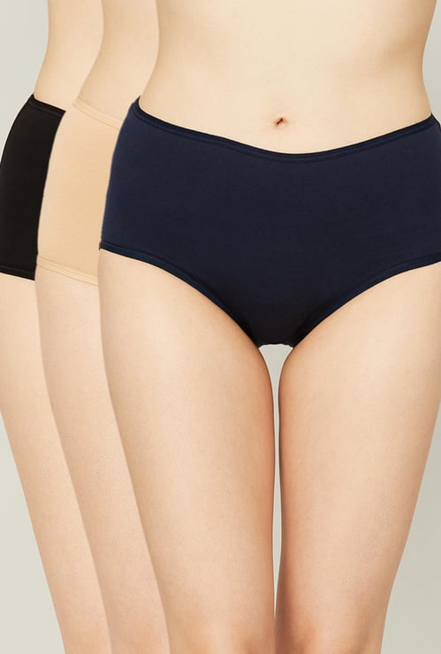 GINGER Women Solid Elasticated Waist Hipster Panties - Pack of 3