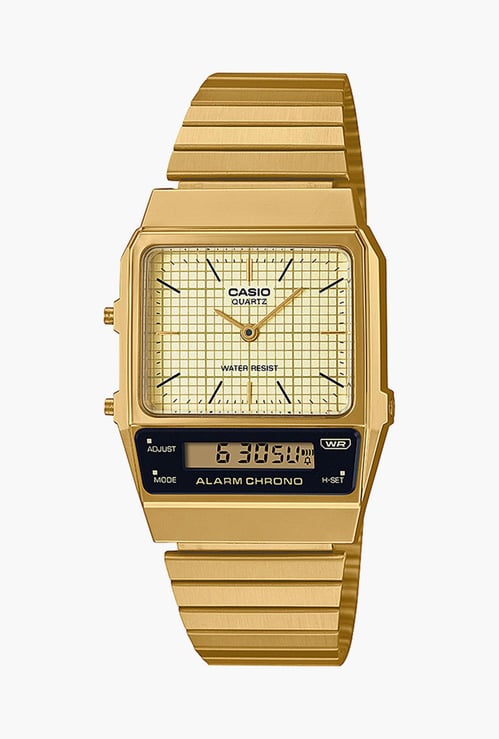 CASIO Vintage Unisex Analog-Digital Watch with Metal Strap - D282