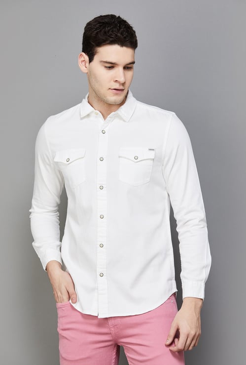 JACK & JONES Men Solid Slim Fit Casual Shirt