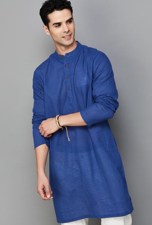 MELANGE Men Checked Regular Fit Kurta