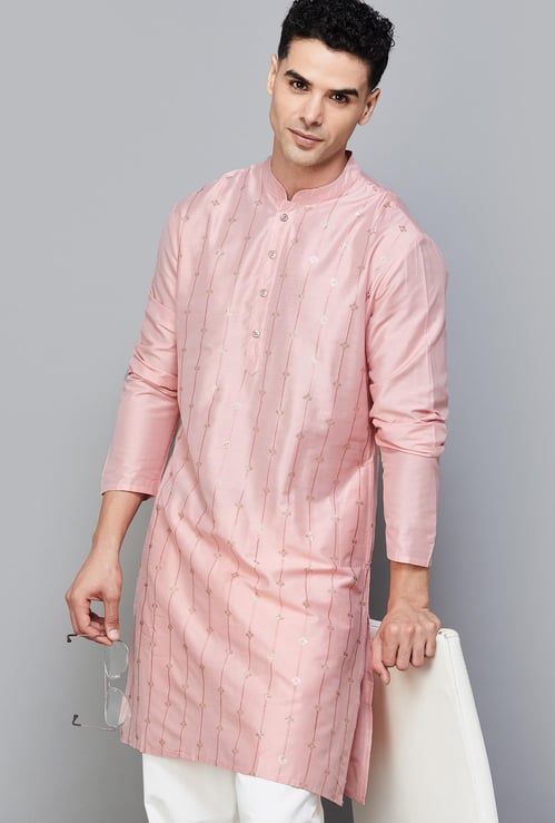 MELANGE Men Embroidered Straight Kurta