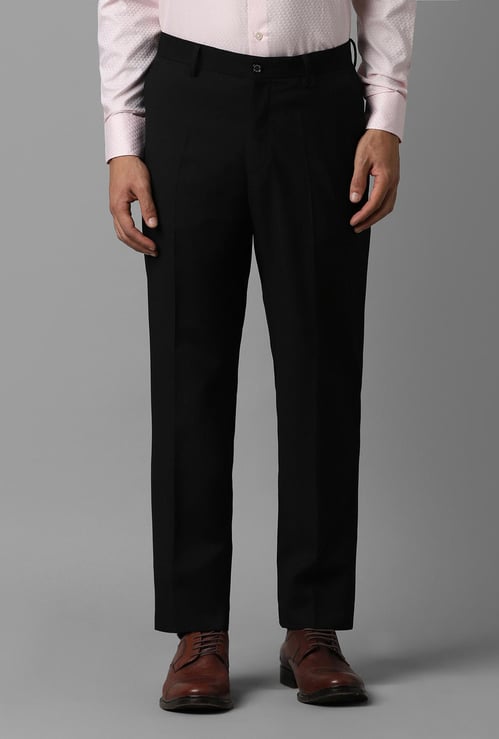 LOUIS PHILIPPE Men Solid Slim Straight Formal Trousers