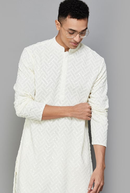 MELANGE Men Embroidered Straight Kurta