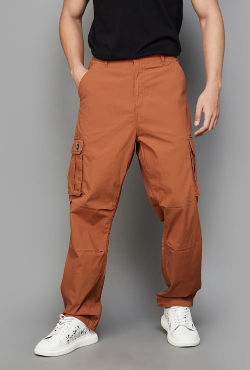 SmileyWorld Men Solid Regular Fit Cargo Trousers