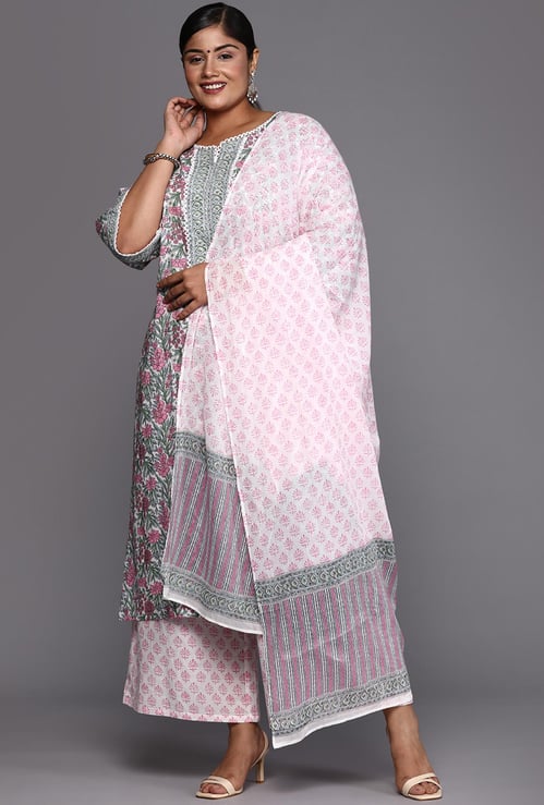 EXTRA LOVE BY LIBAS Women Floral Printed Straight Kurta Set
