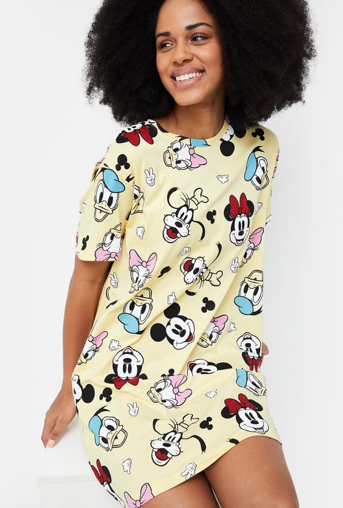 GINGER Women Disney Printed Round Neck Nightgown