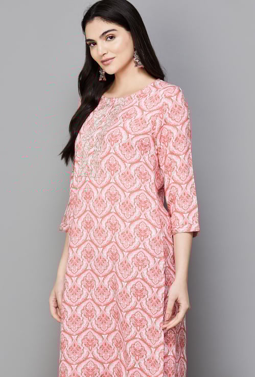 MELANGE Floral Printed Straight Kurta