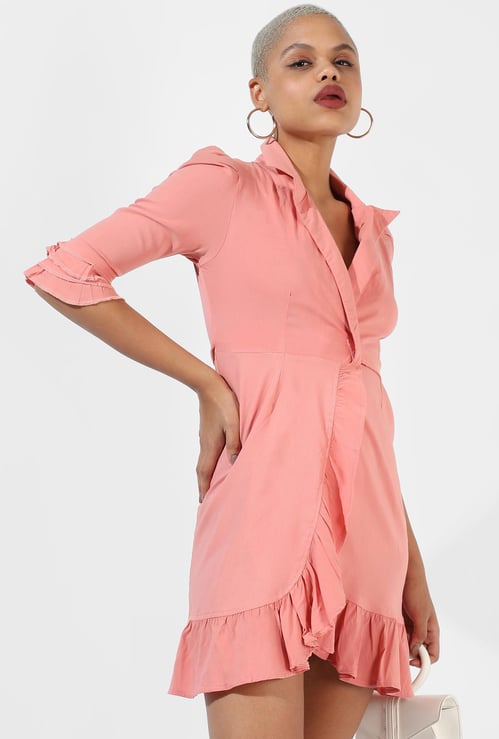 CAMPUS SUTRA Women Ruffled Faux Wrap Dress