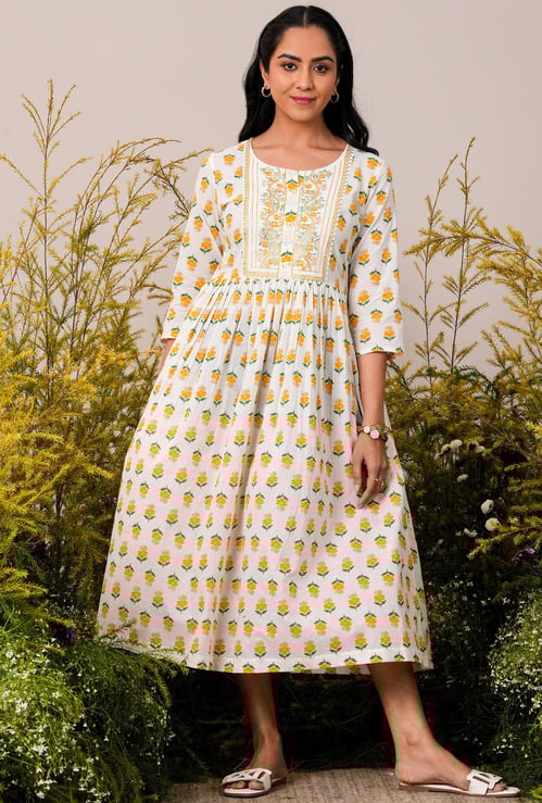 LIBAS Women Floral Printed Fit and Flare Dress