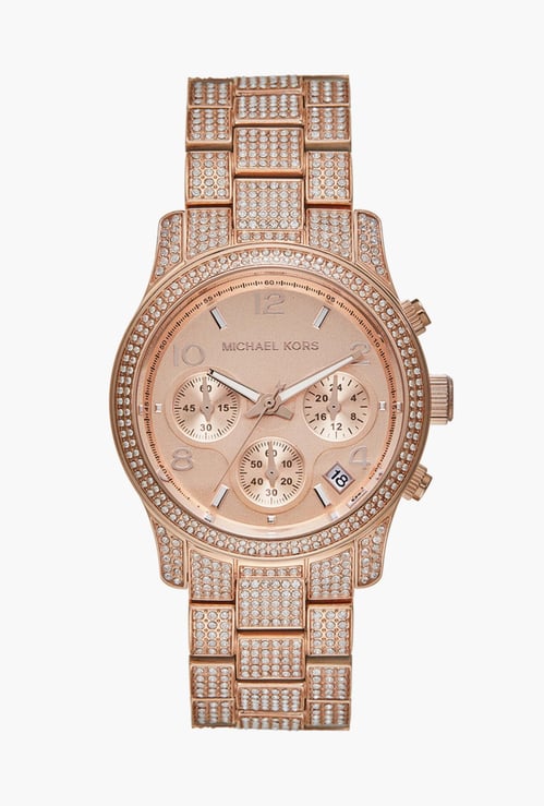 MICHAEL KORS Runway Women Embellished Chronograph Watch with Metal Strap - MK7481I