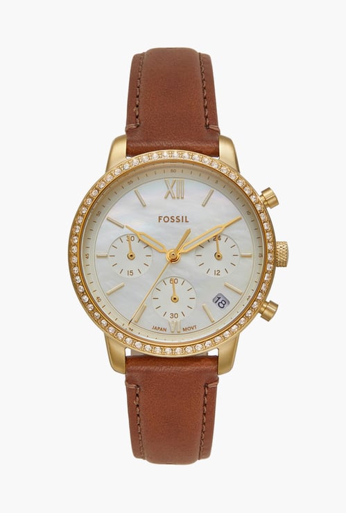 FOSSIL Neutra Women Embellished Chronograph Watch with Leather Strap -  ES5278I