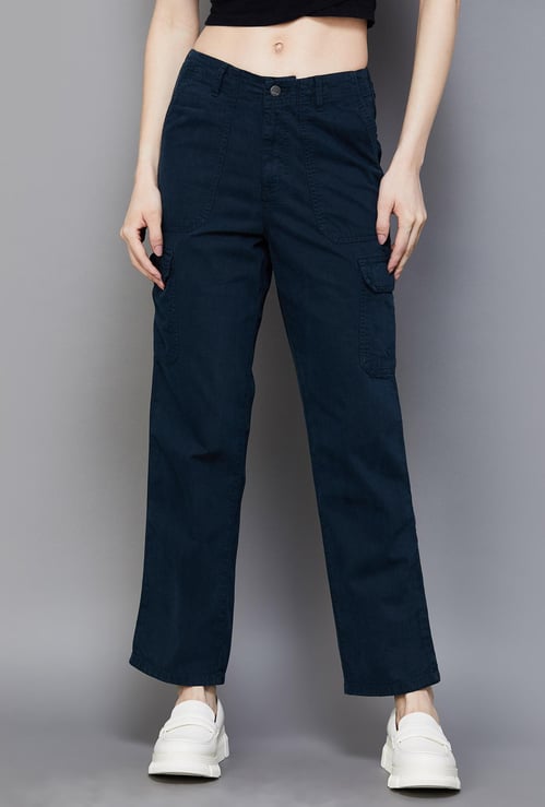 KRAUS Women Solid Comfort Fit Cargo Trousers