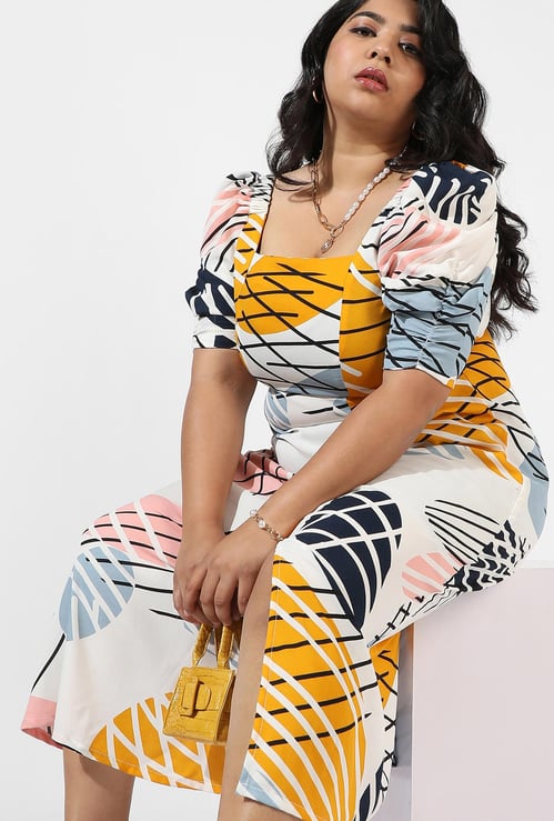 INSTAFAB PLUS Women Printed Square Neck Dress