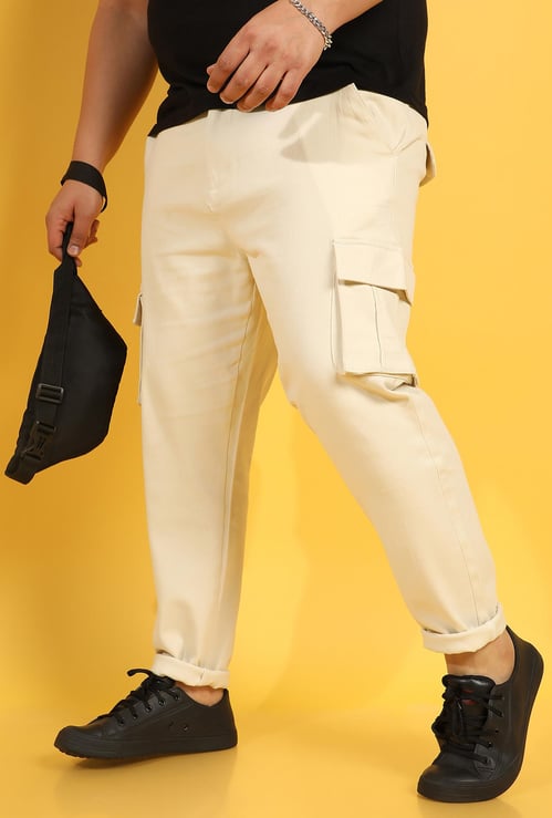 INSTAFAB PLUS Men Solid Regular Fit Cargo Trousers