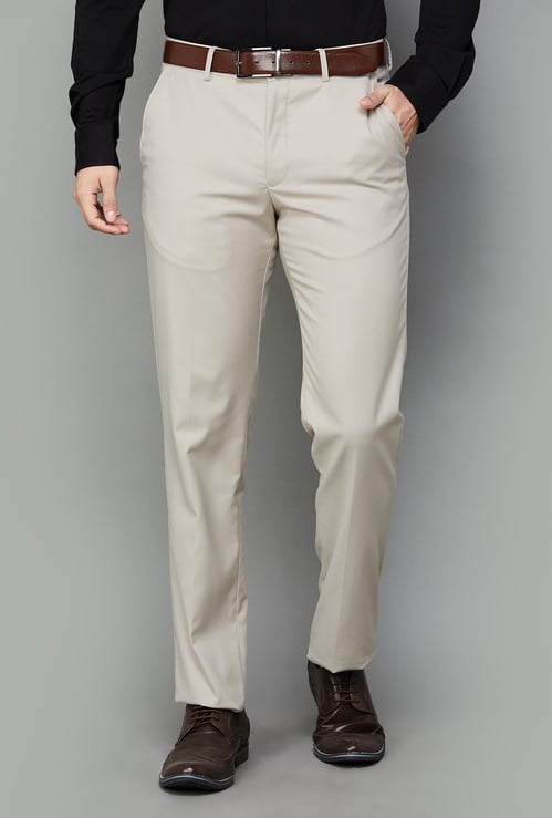 LOUIS PHILIPPE Men Solid Slim Tapered Formal Trousers