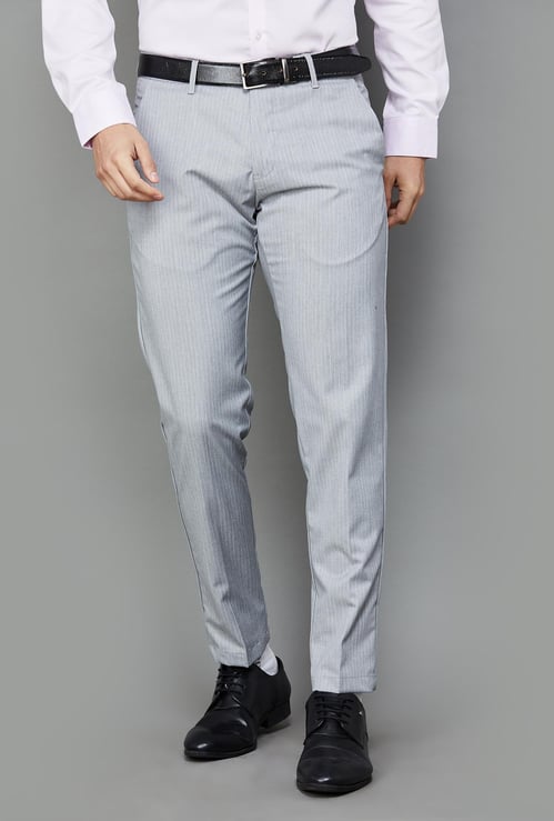 LOUIS PHILIPPE Striped Regular Fit Formal Trousers
