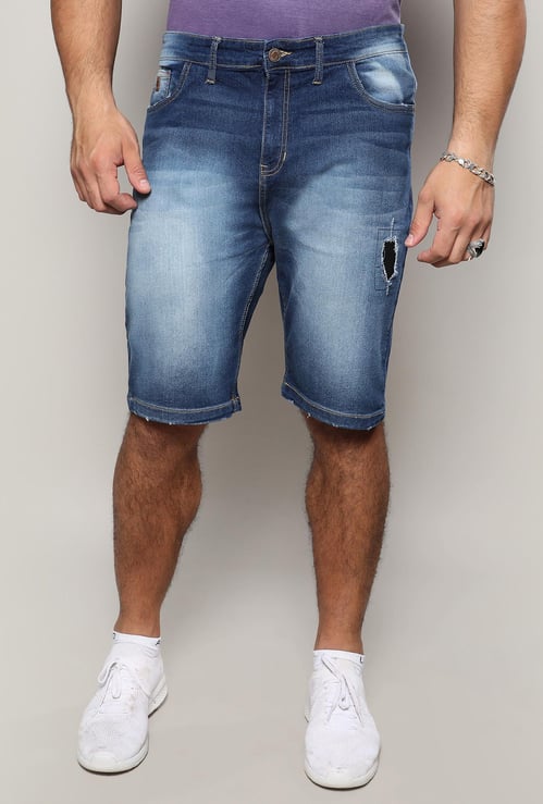 INSTAFAB PLUS Men Distressed Denim Shorts