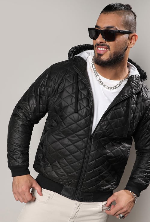 INSTAFAB PLUS Men Quilted Hooded Puffer Jacket