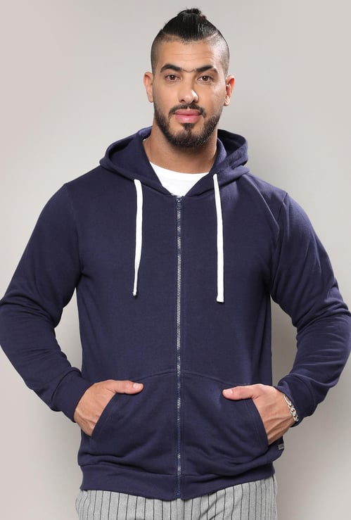 INSTAFAB PLUS Men Solid Hooded Sweatshirt